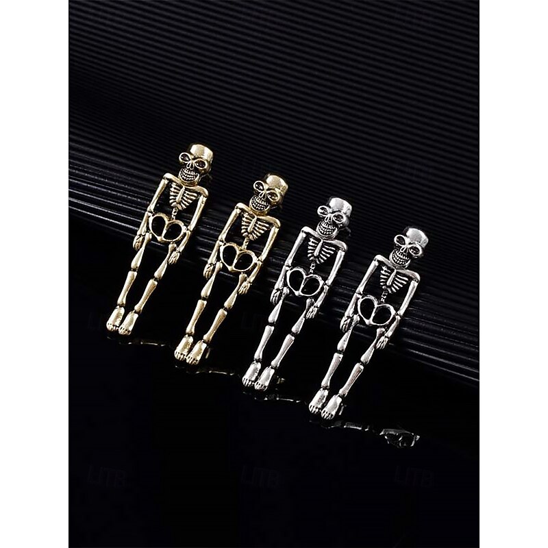 Halloween Skull Skeleton Drop Earrings - Gothic Style, Alloy Material, Spooky Jewelry for Halloween Parties and Cosplay3