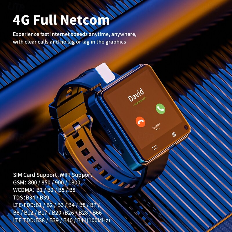 LOKMAT APPLLP 2 MAX Smart Watch 2.64 inch 4G LTE Cellular Smartwatch Phone 3G 4G Bluetooth Pedometer Call Reminder Alarm Clock Compatible with Null Women Men GPS Hands-Free Calls Media Control IPX-44