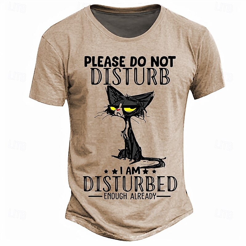 Men's Grumpy Cat Graphic T-Shirt: 'Please Do Not Disturb I Am Disturbed Enough Already' Funny Short Sleeve Lifestyle Tee