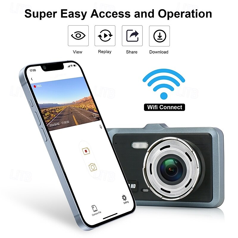 X9 1440P New Design / HD / with Rear Camera Car DVR 170 Degree Wide Angle 4 inch IPS Dash Cam with WIFI / Night Vision / G-Sensor 4 infrared LEDs Car Recorder2