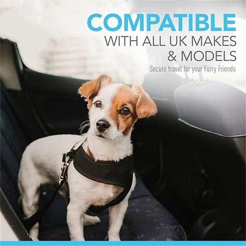 Dog Seat Belt Adjustable, Clip for Car, 2pcs, Universal Fit for Dogs, Durable Car Safety Harness2