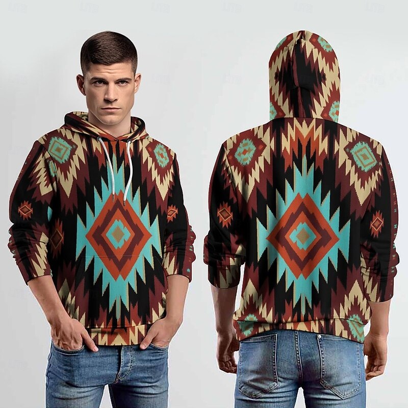 Men's Hoodie Hoodies Sweatshirt Fashion Daily Long Sleeve Hooded Vacation Streetwear Light Brown Printing Winter Spring &  Fall Designer4