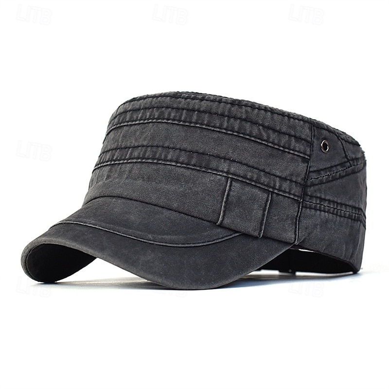 Men's Flat Cap Baseball Cap Sun Hat Trucker Hat Black Blue Cotton Patchwork Vintage Fashion Casual Street Daily Solid Color Adjustable Sunscreen Breathable4