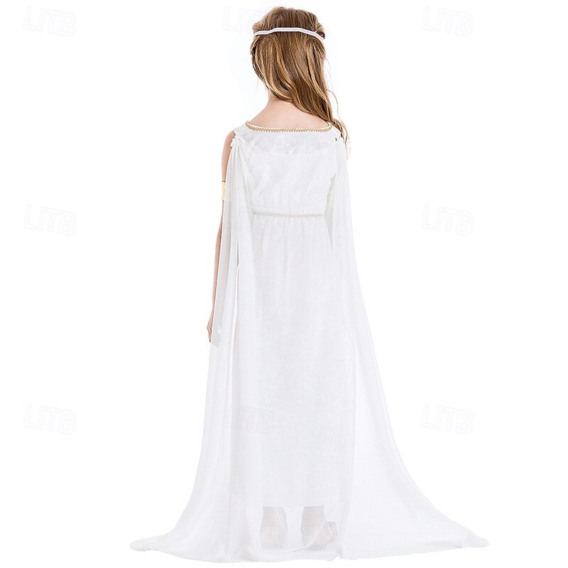 Greek Goddess Halloween Dress Cosplay Costume Vintage Inspired Kid's Girls' Carnival Masquerade Party Masquerade Easy Halloween Costumes Dress Up3
