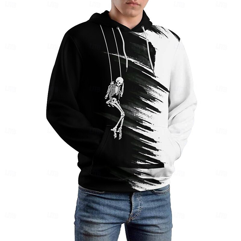 Men's Hoodie Hoodies Sweatshirt Fashion Daily Long Sleeve Hooded Vacation Streetwear White Printing Winter Spring &  Fall Designer2