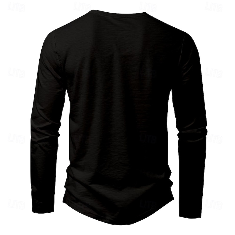 Halloween Men's Cat Long Sleeve Shirt Long Sleeve T shirt Print Henley Shirt Hawaiian Party Festival Black Spring &  Fall Clothing Apparel Normal S M L XL XXL XXXL2