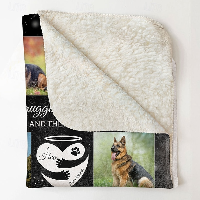 Customized Blanket Personalized Gifts Snuggle This Blanket And Think Of Me Memorial Pet Personalized Photo Blanket Keepsake Remembrance Gift Cozy Fabric Custom Design Easy to Clean and Maintain3