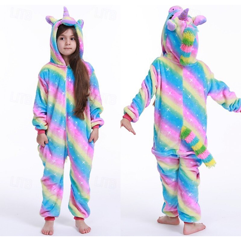 Kid's Animal Onesie Costume Carnival Costume Cartoon Unicorn Onesie Pajamas Kigurumi Pajamas Charm Funny Costume For Girls' Carnival Cartoon