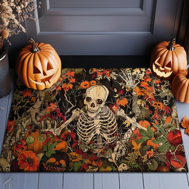 Halloween Decorations Doormat Pumpkin Skull Kitchen Mat Floor Mat Non-Slip Area Rug Oil Proof Rug Indoor Outdoor Mat Bedroom Decor Bathroom Mat Entrance Rug4