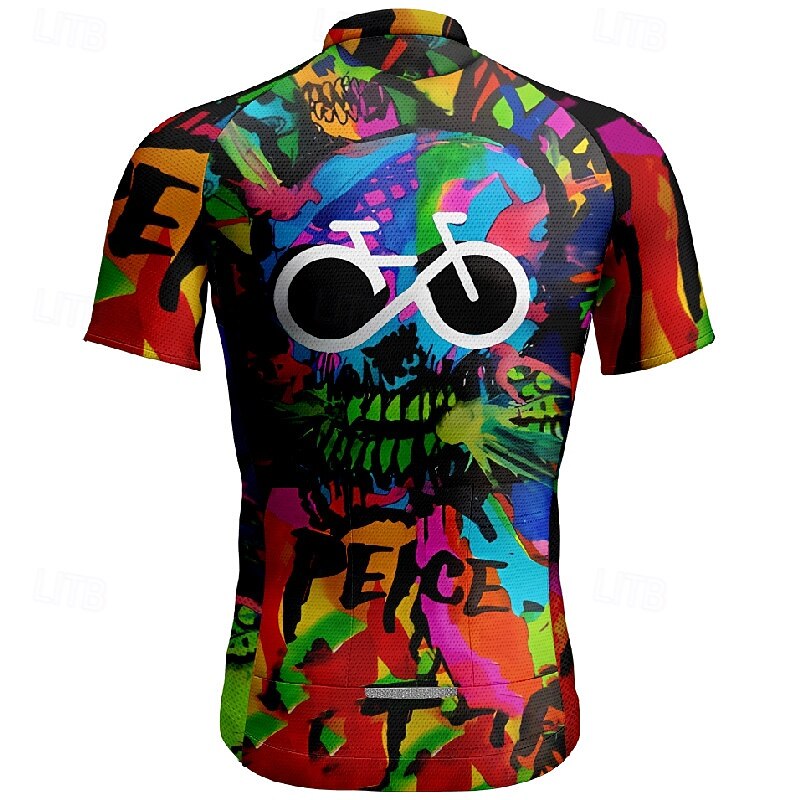 Men's Cycling Jersey Graphic Graffiti Short Sleeve Bike Tee Tshirt Jersey with 3 Rear Pockets Mountain Bike MTB Quick Dry Anatomic Design Wicking Breathable Sports Blue Green Clothing Apparel2