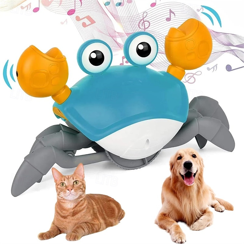 Crawling Crab Dog Cat Toys Escaping Crab Dogs Cats Toy with Obstacle Avoidance Sensor Interactive Pet Toys with Music Sounds & Lights for Dogs Cats Dancing Crab Toys Gifts for Puppy Small Medium2