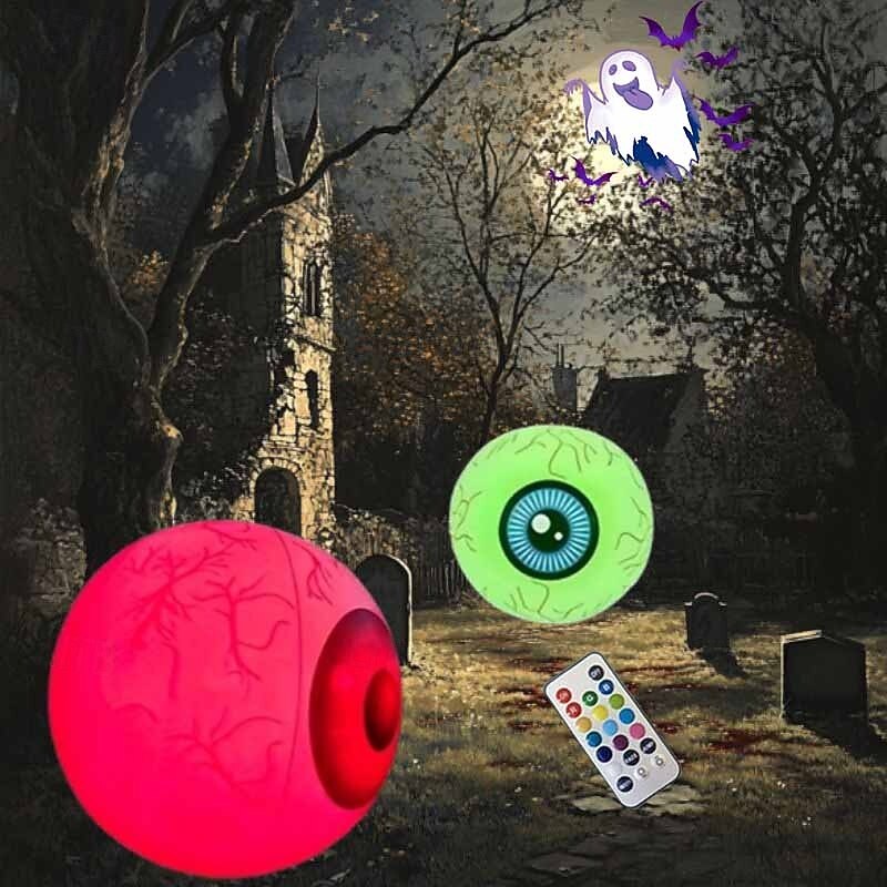 1pc 40cm Halloween Inflatable Eyeball Balloon Light with Remote Control, LED Flashing Balloon 16 Adjustable Colors for Indoor and Outdoor Swimming Pool Halloween Eerie Atmosphere Decoration Light2