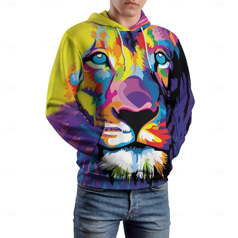 Men's Hoodie Hoodies Sweatshirt Fashion Daily Long Sleeve Hooded Vacation Streetwear Light Yellow Printing Winter Spring &  Fall Designer2