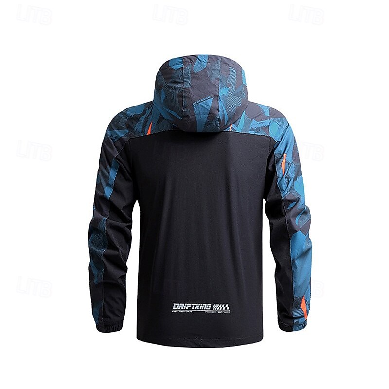 Men's Softshell Jacket Hiking Jacket Outdoor Camouflage Sun Protection Windproof Quick Dry Jacket Hoodie Full Zip Traveling Black Blue Grey4