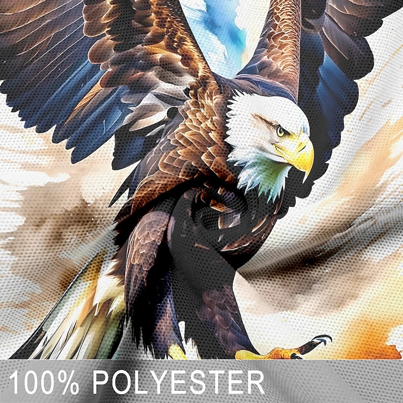 Men's Eagle Patriotic Polo Shirts Golf Polos Shirts Long Sleeve Polo Shirts Collar Vacation Party Evening Wear Dailywear Zipper 3D Print Spring Fall & Winter White3