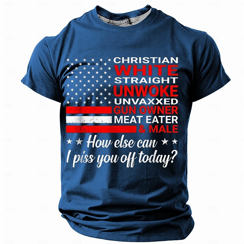 Veterans Day Men's Patriot Patriotic Veteran American US Flag Funny T shirt Short Sleeve T shirt 3D Print Crew Neck Shirt Retro Vintage Casual Street Casual Bar Black Blue Brown Spring & Summer