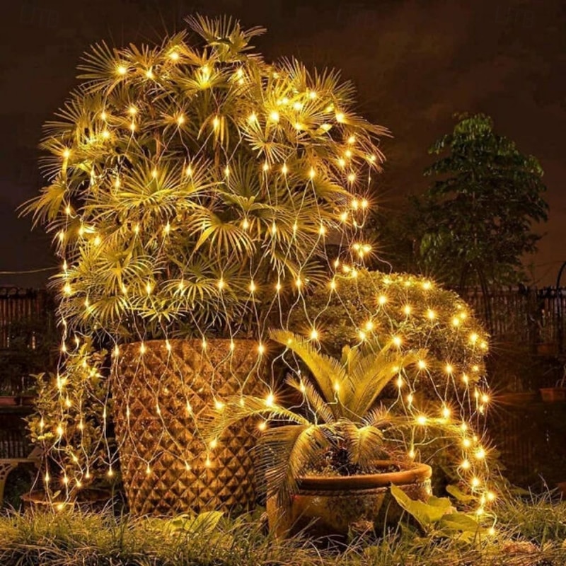 Solar Net Light Mesh Fairy String Light 6x4 880led IP65 Waterproof Garland With 8 Modes Timer Remote Controller For Garden Year Lawn Xmas Holiday Decor Colorful String Lighting3