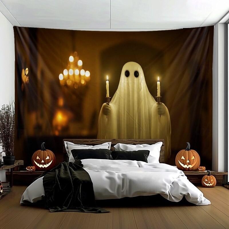 Halloween Decorations Hanging Tapestry Ghost Walking Dog Wall Art Large Tapestry Mural Decor Photograph Backdrop Blanket Curtain Home Bedroom Living Room Decoration3