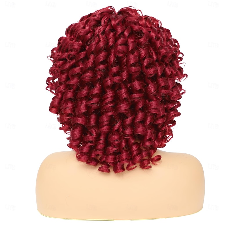 Curly Wigs for Black Women Short Curly Wig with Bangs Big Loose Cute Kinky Curly Hair Synthetic Soft Wigs for Daily Party Cosplay4