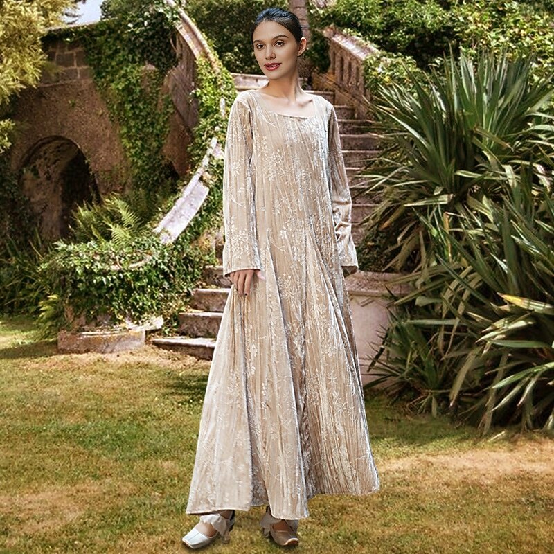 Medieval Dress Solid Color Fancy Dress Women's Celtic Viking Halloween Carnival Party / Evening Adults' Dress