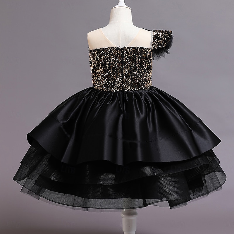 Kids Girls' Party Dress Sequin Sleeveless Wedding Christening dress Fashion Princess Polyester Summer Spring Fall 4-13 Years Black Red Blue4