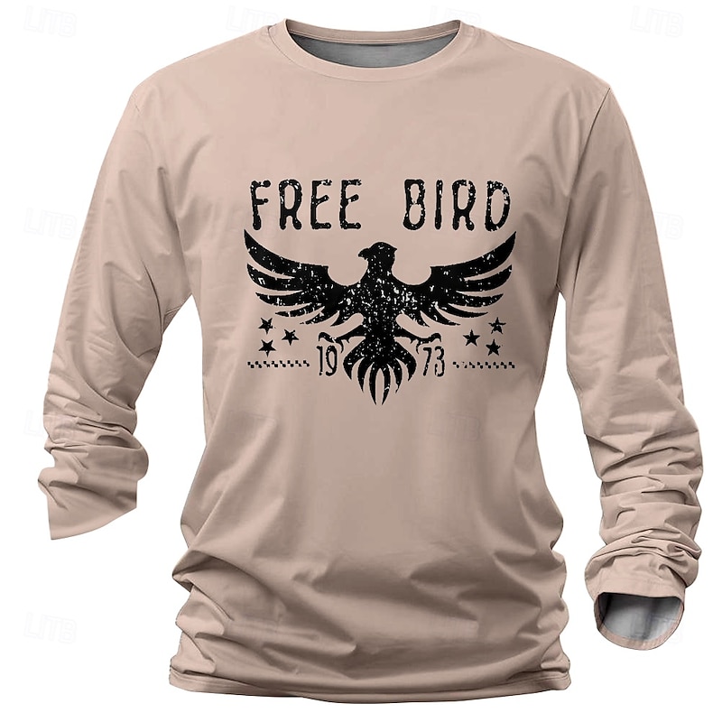 Men's Bird T Shirt Henley Shirt Long Sleeve T shirt 3D Print Crew Neck Shirt Designer Retro Vintage Street Casual Daily Black Burgundy Blue Summer Spring Fall Clothing Apparel S M L XL 2XL 3XL