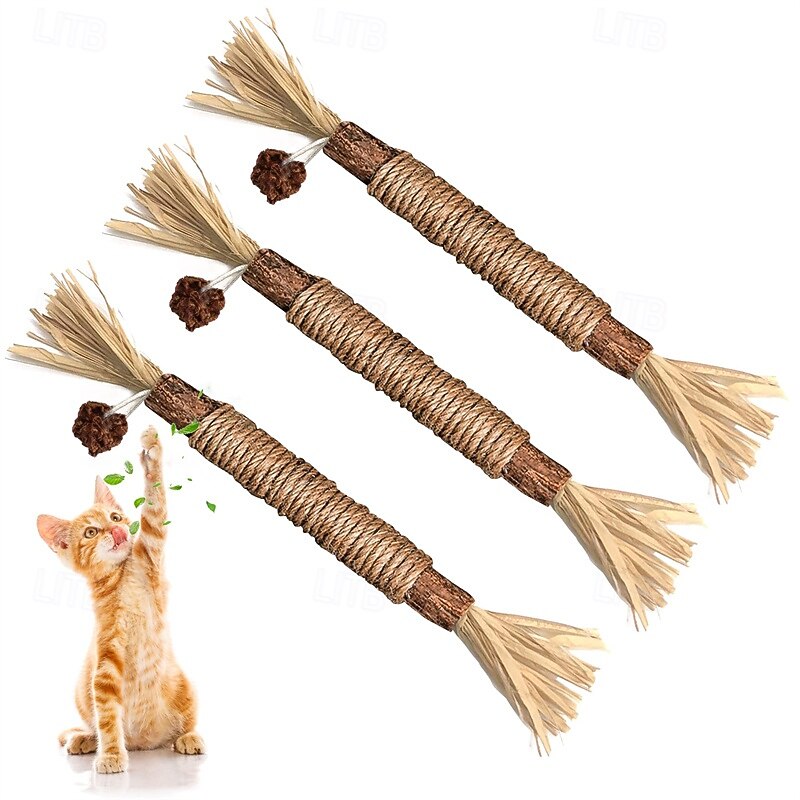 3 Pack Silvervine Cat Toy Silvervine Sticks Cat Toys for Indoor Cats Cat & Kitten Chew Toys for Aggressive Chewers Cat Dental Toy for Kitten Teeth Cleaning Matatabi Silvervine for Cats2
