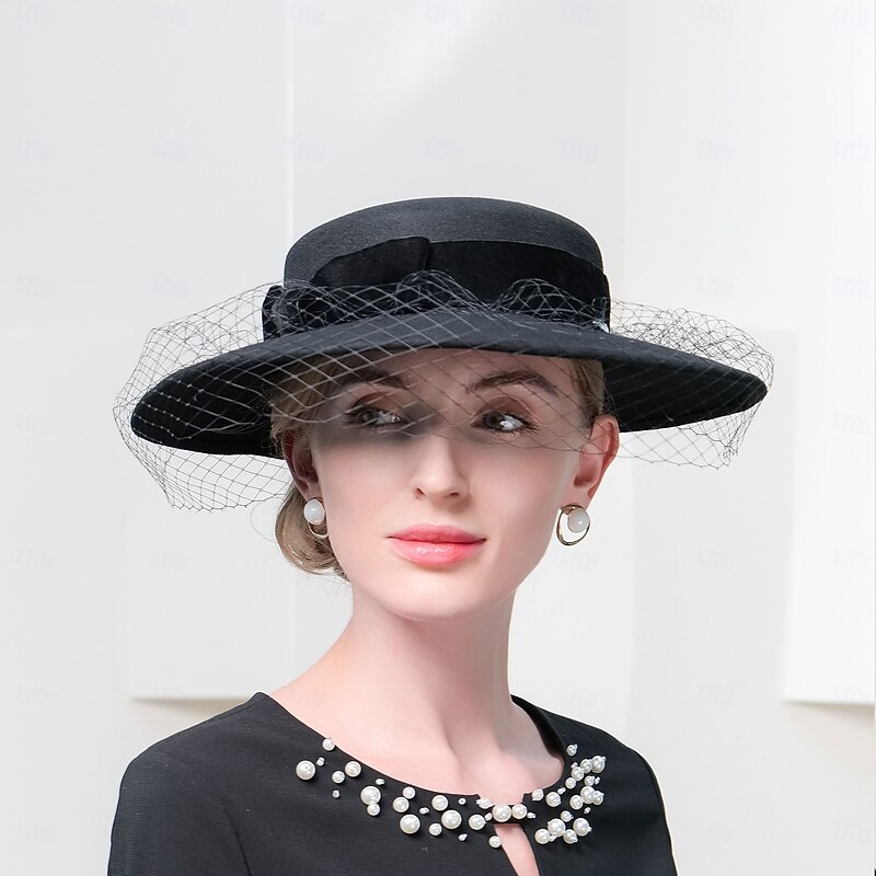 Hats 100% Wool Bowler / Cloche Hat Fedora Hat Holiday Tea Party Elegant Wedding With Face Veil Headpiece Headwear2