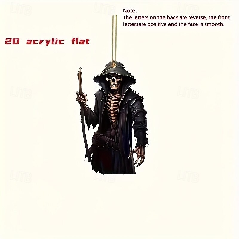 Halloween Grim Reaper Pendant Acrylic Flat Car Interior Decoration Holiday Decoration Pendant3