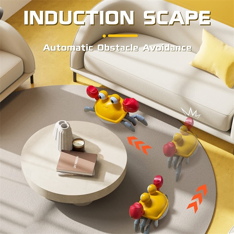 Crawling Crab Dog Cat Toys Escaping Crab Dogs Cats Toy with Obstacle Avoidance Sensor Interactive Pet Toys with Music Sounds & Lights for Dogs Cats Dancing Crab Toys Gifts for Puppy Small Medium3