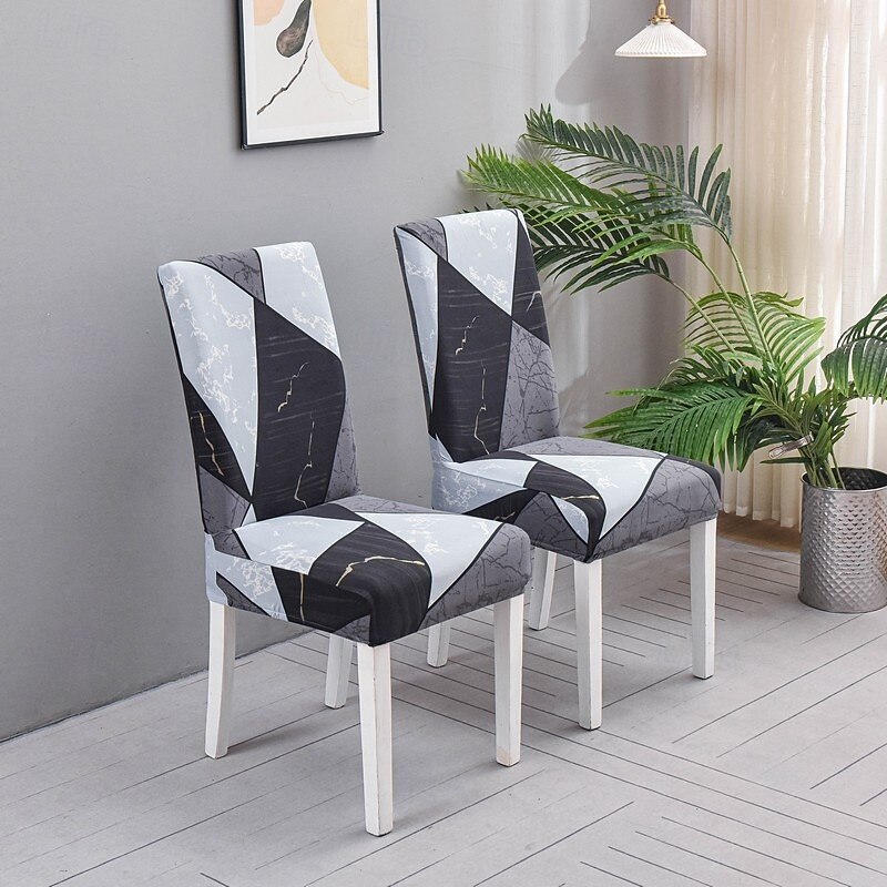 Spandex Dining Chair Covers Elastic Chair Slipcover High Back Dining Chair Cover Printed Polyester Seat Chair Covers For Hotel Dining Room Office Banquet Home Decor3