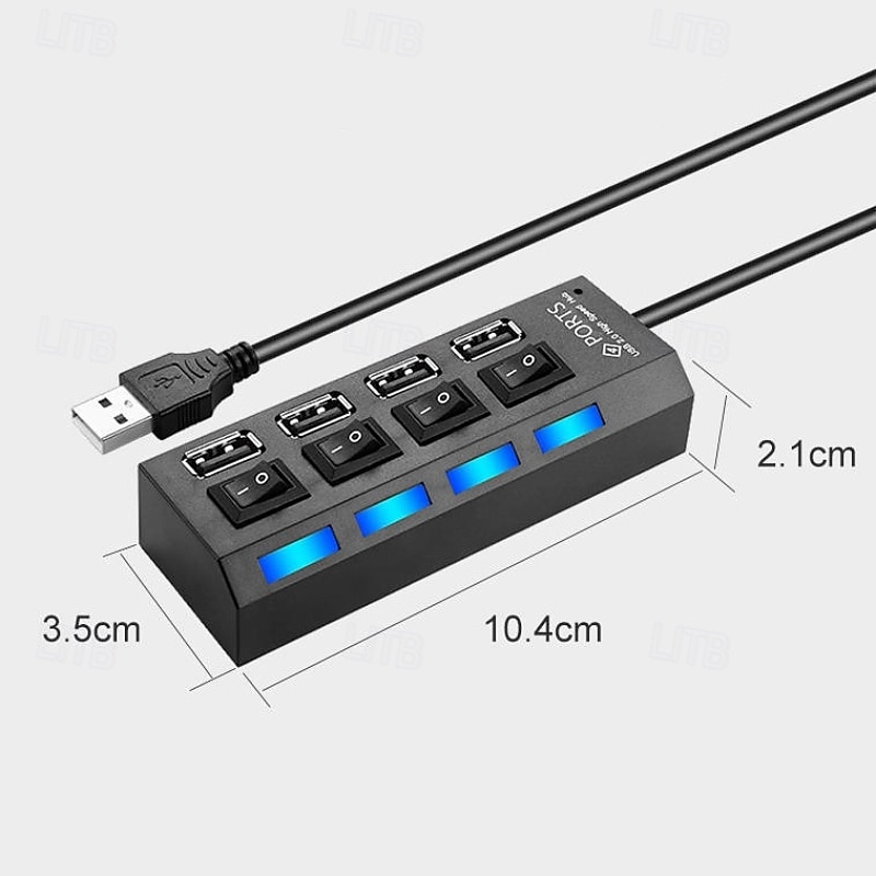 4 Ports USB HUB 2.0 Adapter Expander Multi USB Splitter Multiple Extender with Independent Switches LED Indicator3