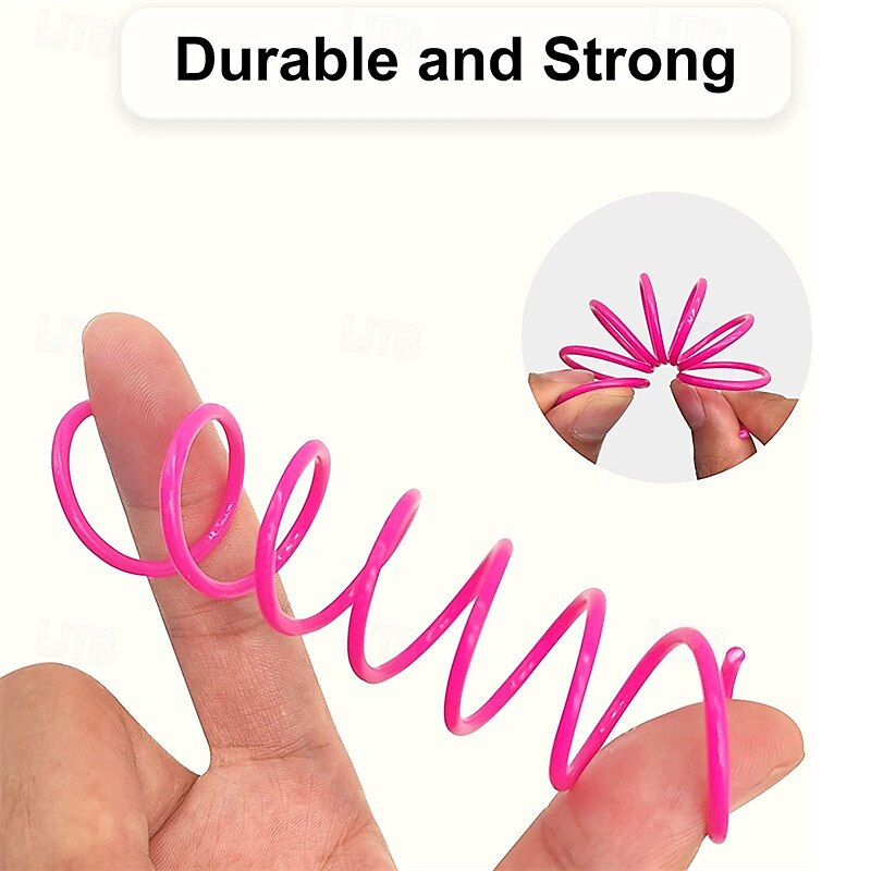 100 Pack Cat Toys Cat Spring Toys for Indoor Cats Colorful & Durable Plastic Spring Coils Attract Cats to Swat Bite Hunt Interactive Toys for Cats and Kittens3