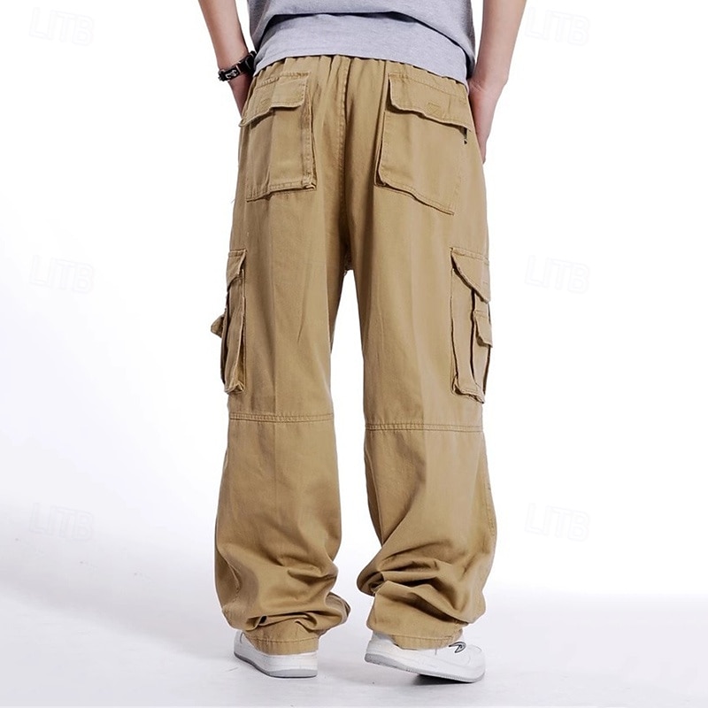 Men's Cargo Pants Tactical Pants Trousers Buttons Elastic Waist Multi Pocket Plain Wearable Outdoor Daily Camping & Hiking Casual Big and Tall Black Yellow4