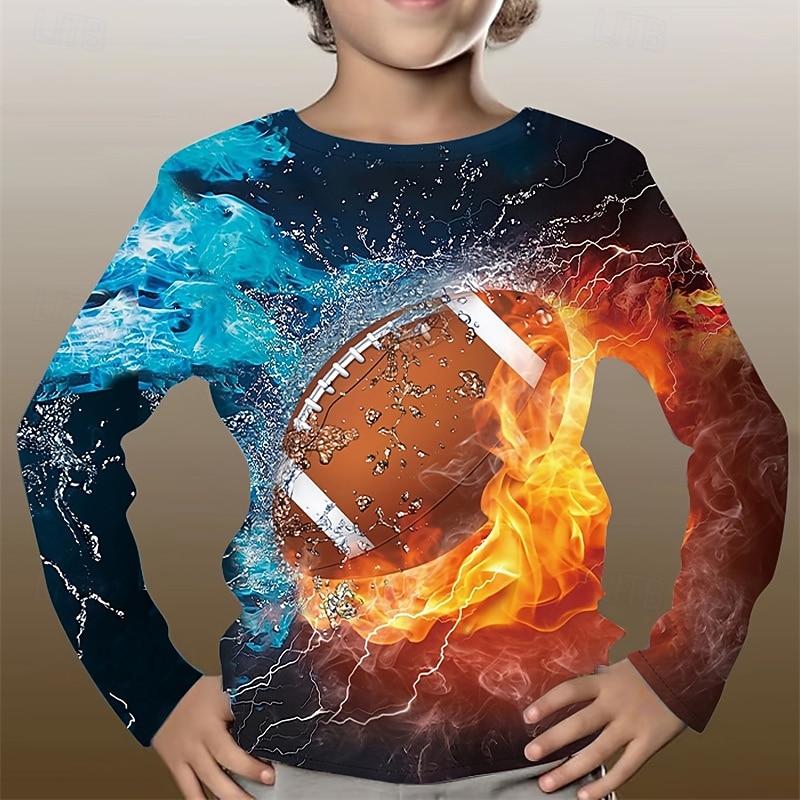 Boys 3D Graphic Sweatshirt Long Sleeve Spring Fall Fashion Basic Kids 4-12 Years Crew Neck Outdoor Casual Daily Regular Fit