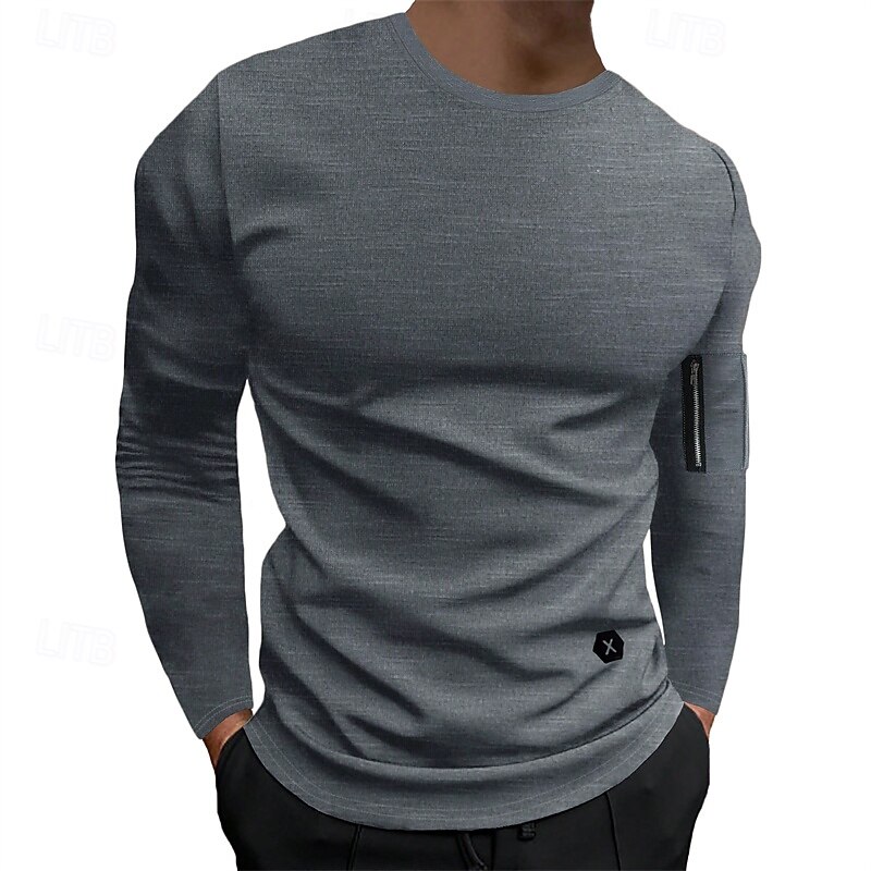 Men's T Shirt Tee Tee Top Long Sleeve Shirt Long Sleeve Crew Neck Spring &  Fall Plain Fashion Designer Basic Classic Vacation Street Going out Black White Army Green Top Tee for Men2