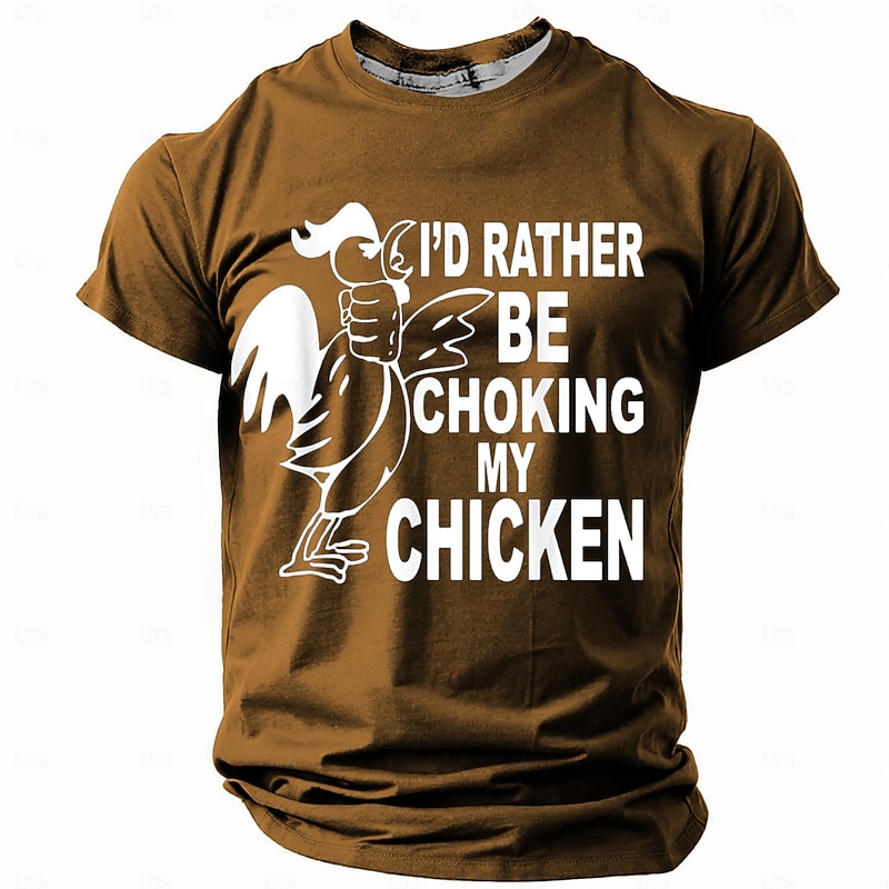 Men's Rooster Funny Slang T Shirt Short Sleeve T shirt 3D Print Crew Neck Shirt Retro Vintage Casual Street Style Sports Outdoor Holiday Going out Beige Grey Blue Brown Spring & Summer Clothing4
