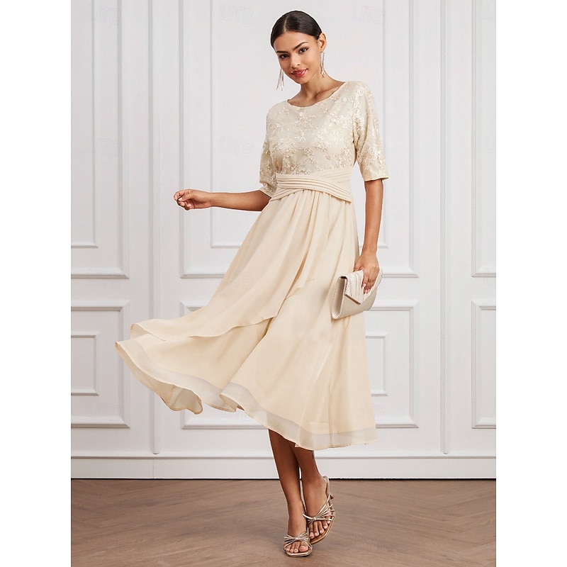 Women's Midi Dress Plain Dress Elegant Casual Street Date Regular Fit Plain Half Sleeve Crew Neck White Summer Spring Fall