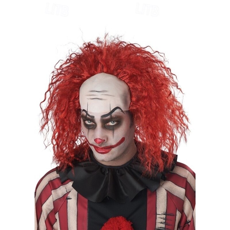 Red Creepy Clown Wig Halloween Cosplay Party Wigs
