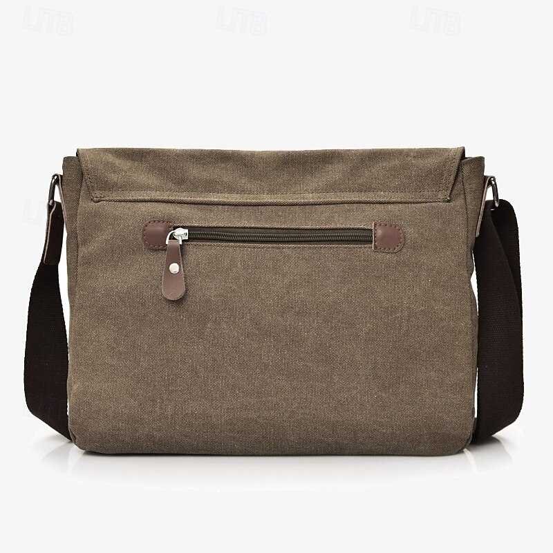 Men's Canvas Messenger Bag - Stylish and Durable Crossbody Bag with Multiple Pockets for Everyday Use3