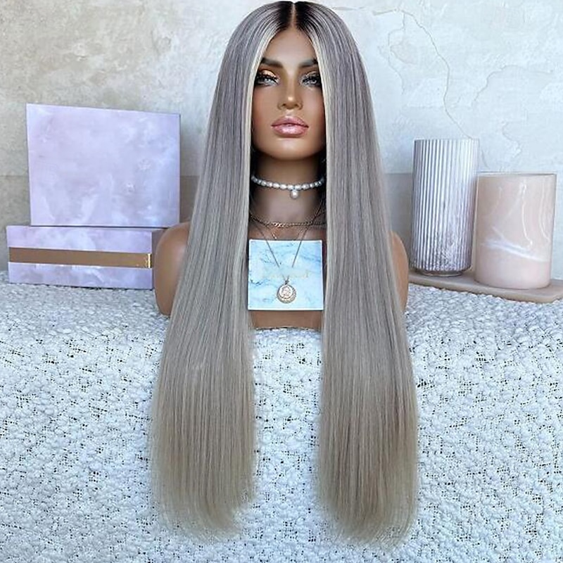 Remy Human Hair 13x4 Lace Front Wig Middle Part Brazilian Hair Silky Straight Multi-color Wig 130% 150% Density with Baby Hair Highlighted / Balayage Hair Natural Hairline For Women Long Human Hair2
