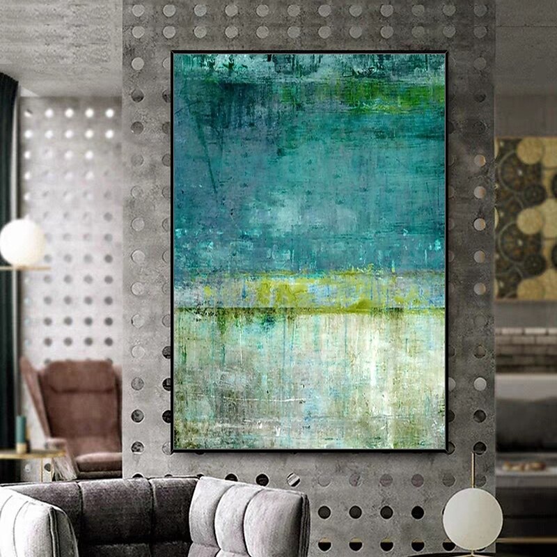 Mintura Handmade Green Abstract Oil Paintings On Canvas Modern Wall Art Room Decoration Picture For Home Decor Rolled Frameless Unstretched Painting4