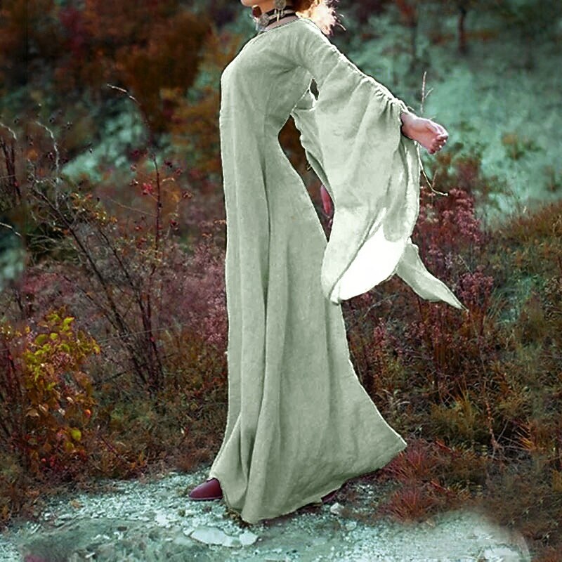 Medieval Cocktail Dress Vintage Dress Ankle Length Party Costume Tunic Dress Viking Outlander Ranger Fancy Dress Women's Celtic Fantasy Halloween Carnival Masquerade Party / Evening LARP Ren Faire3