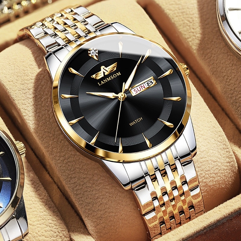 Men Quartz Watch Minimalist Sports Casual Business Luminous Calendar Date Week Waterproof Stainless Steel Watch4