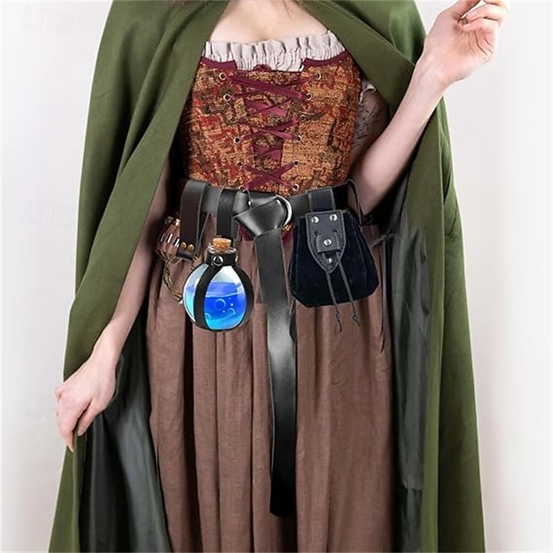 Punk & Gothic Medieval Steampunk Waist Belt Viking Knights Templar Fancy Dress Men's Women's Unisex Celtic Viking Halloween Carnival Masquerade Performance Party LARP Adults' Corset Bag More2
