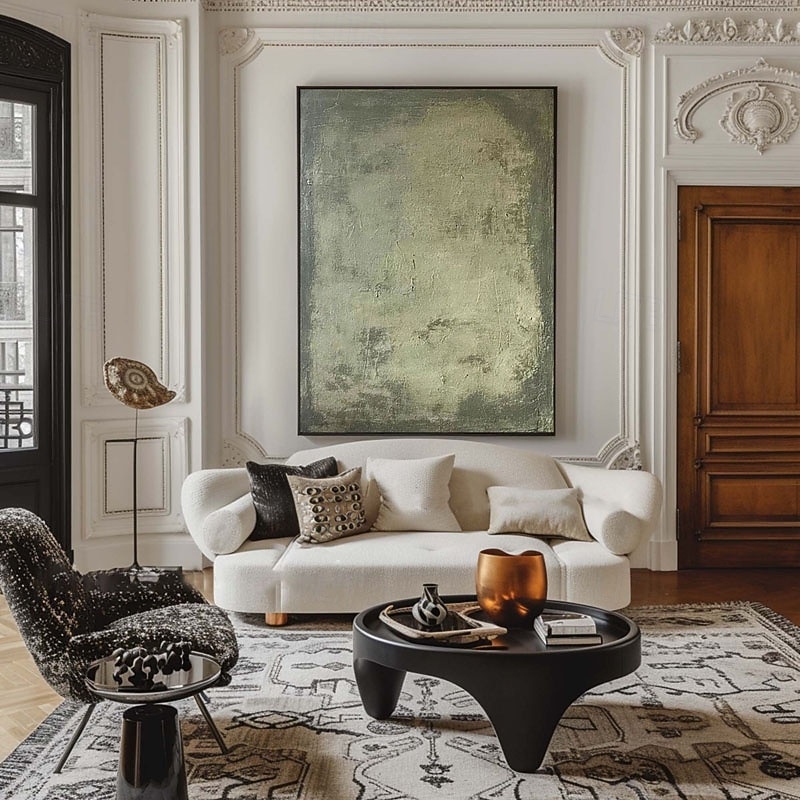 Large Blue Green Abstract Canvas Art Hand painted Oil Painting On Canvas Modern Original Artwork Green Blue Abstract Painting Living Room Decor No Frame3