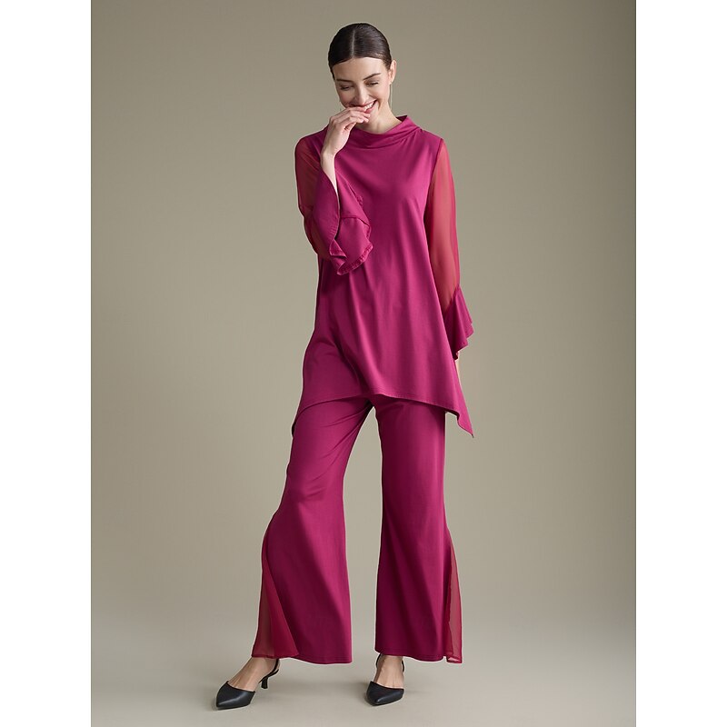 Luxurious High Neck Ruffle Long Sleeve Blouse3