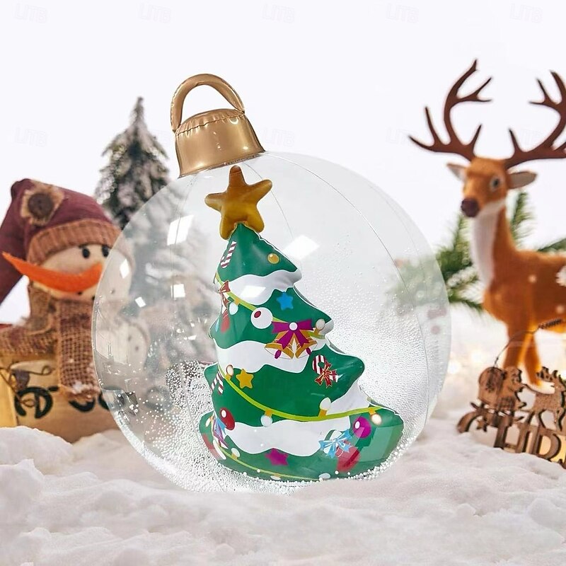 Christmas Outdoor PVC Inflatable Decorated Ball Decoration Xmas Bell Balloon 60Cm Outdoor Fun Printing Pvc Inflatable Toy Ball Christmas Crafts3