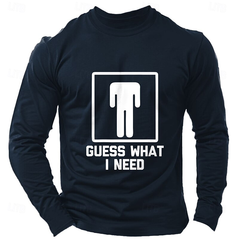 Men's Word / Phrase Abstract T Shirt Long Sleeve Shirt 100% Cotton Long Sleeve Graphic Shirt Dark Heather Grey Black Wine Comfortable Tee Vacation Street Fashion Designer Clothing4