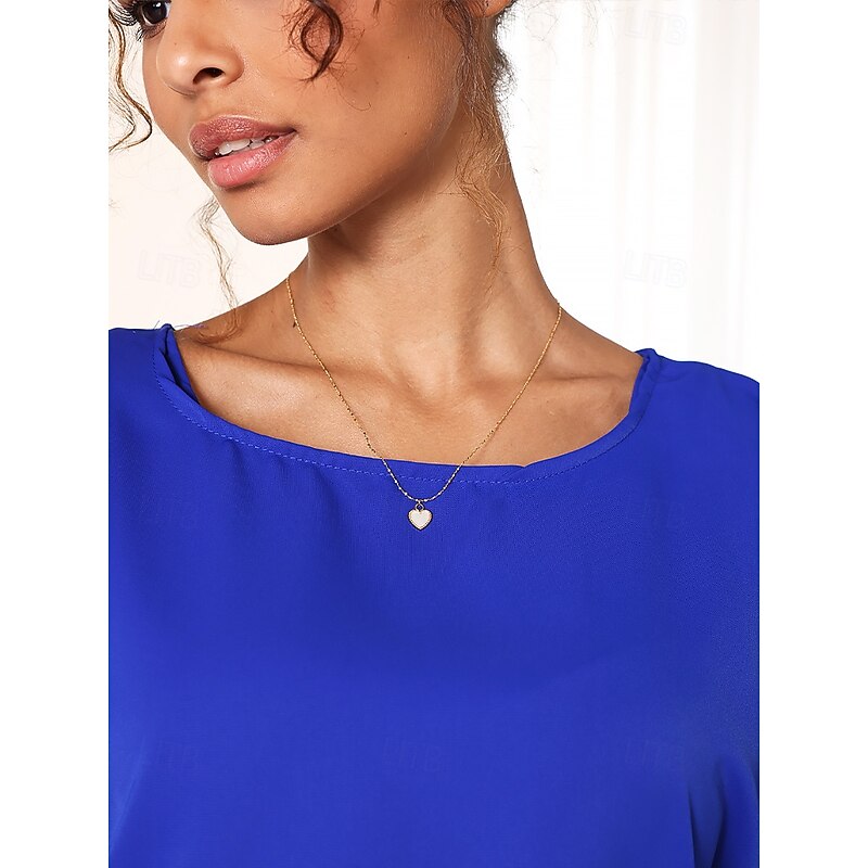 Women's Titanium Steel Heart Pendant Necklace with Shell Inlay - Adjustable Chain - Lightweight4